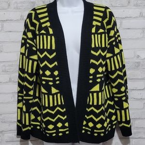 Forever 21 Geometric Knit Open Front Cardigan